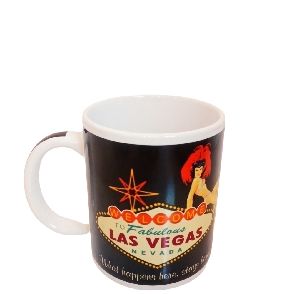 Vintage ABC Stores Vegas Pin Up Mug "What Happens Here Stays Here" Souvenir